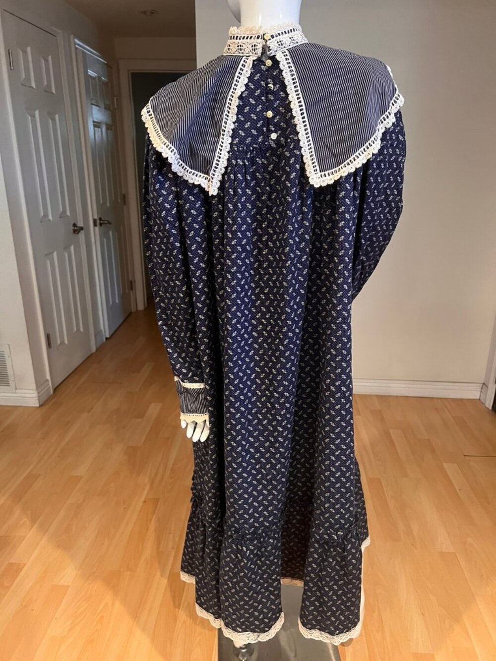 70'S SCOTT McCLINTOCK GUNNE SAX PRARIE CALICO DRESS HIGH NECK SZ XL / 16 - Picture 6 of 9